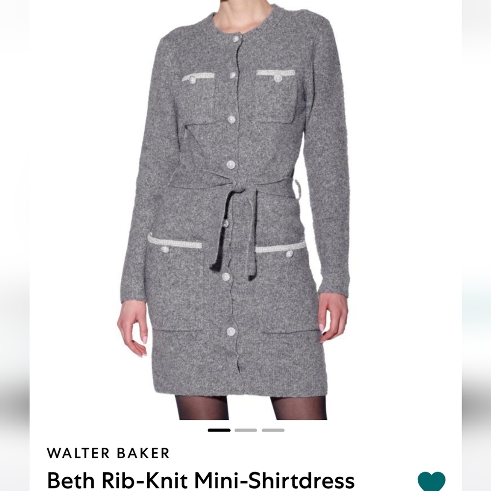 Walter Baker Beth Rib- Knit Mini- Shirtdress